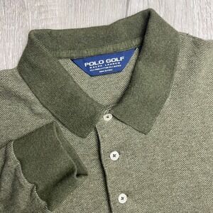 Polo Golf Ralph Lauren Mens Medium Olive Green Herringbone Pima Cotton Alpaca